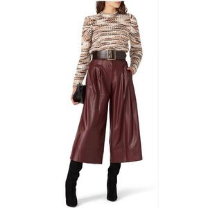 Nicholas Faux Leather Sofia Culottes Pants Women's Maroon Size 2